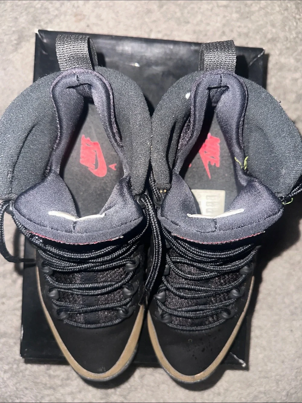 Jordan 9 Retro Men's Black and Tan with Red Accents